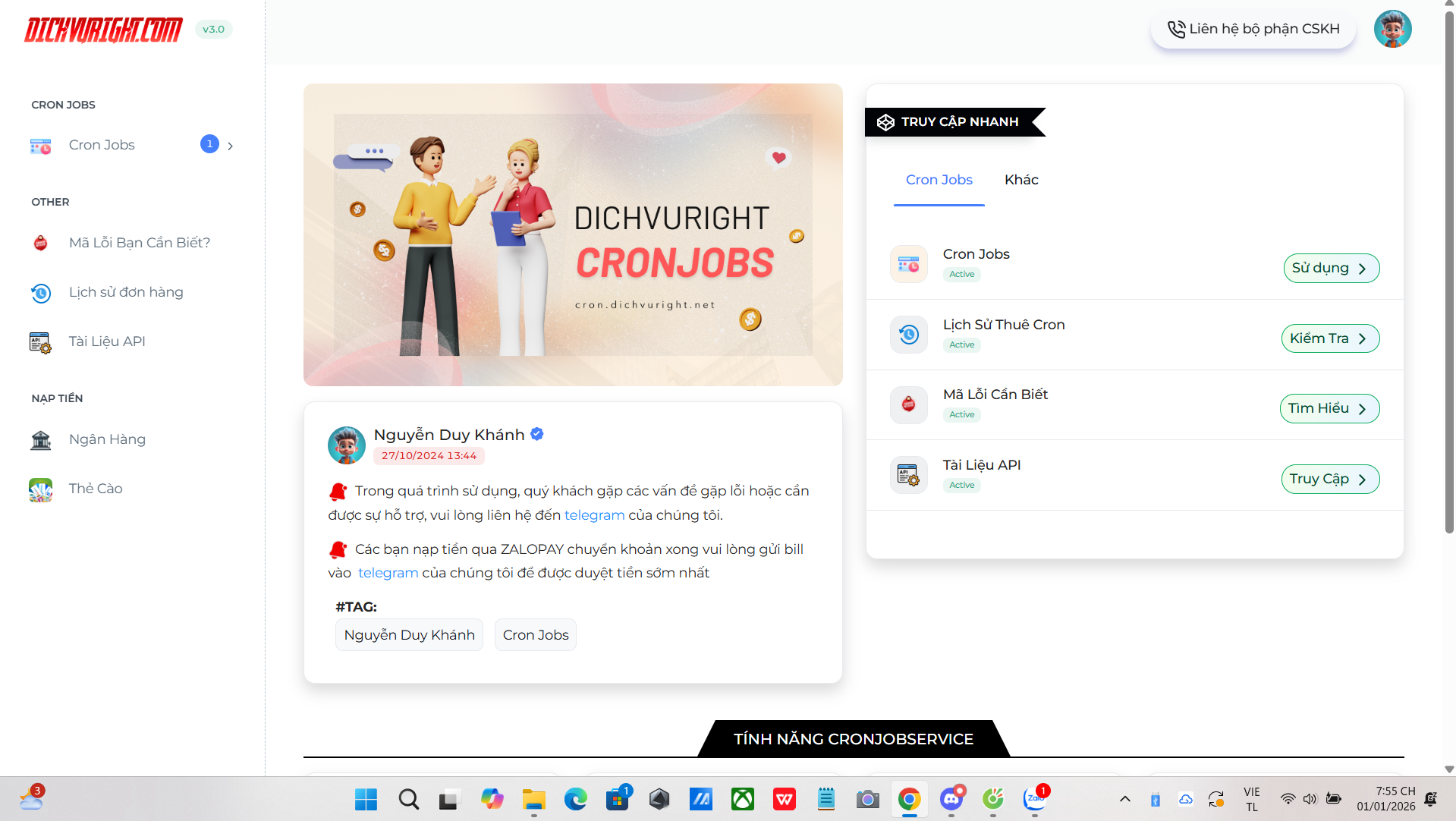 Code tạo web cho thuê cron + tool v3